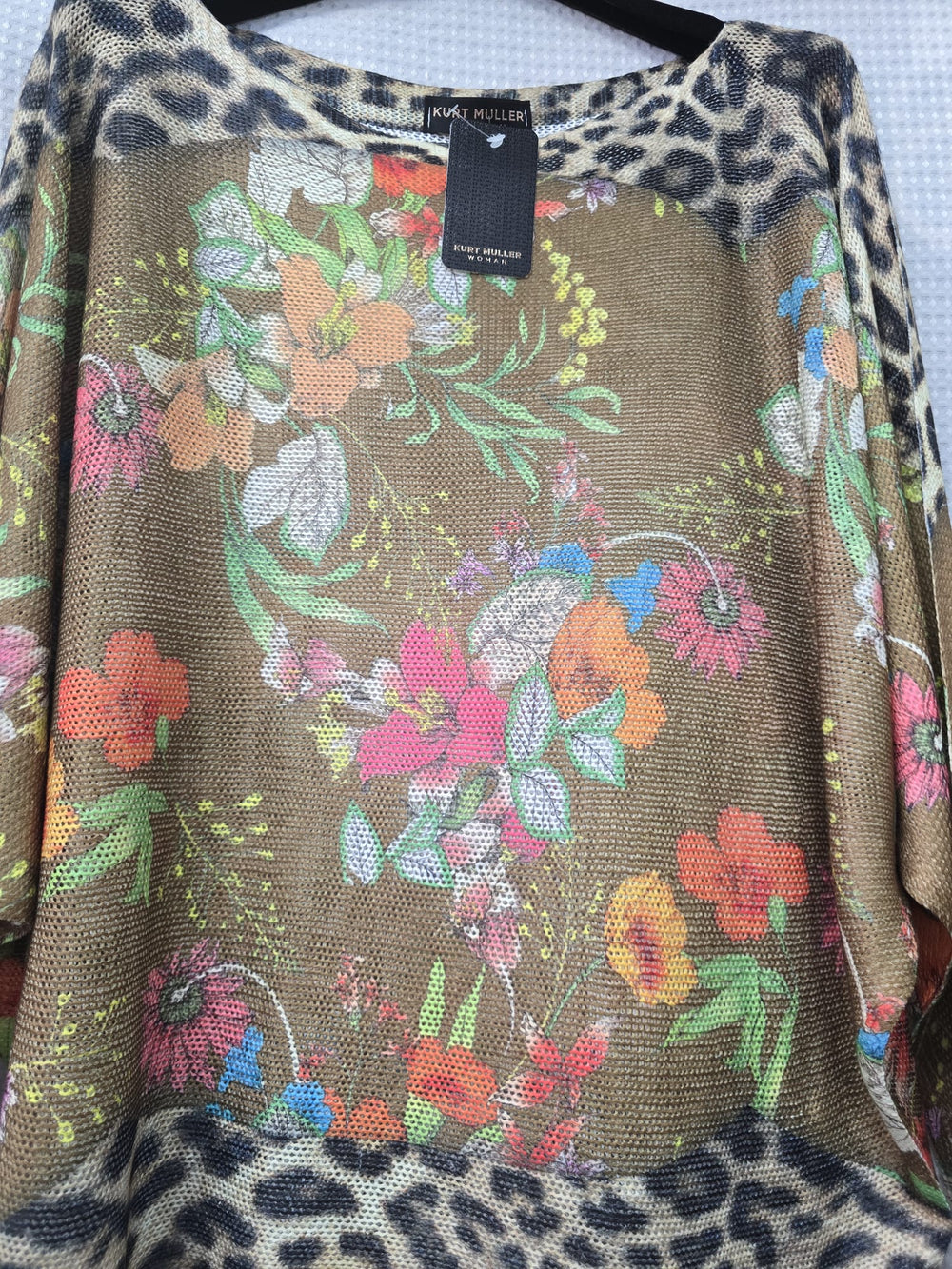 Botanical Print Mesh Fine Knit Top - jqwholesale.com