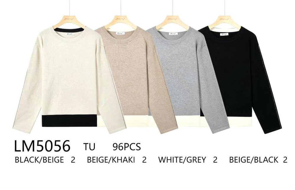 Panel detail long sleeve jumper - jqwholesale.com