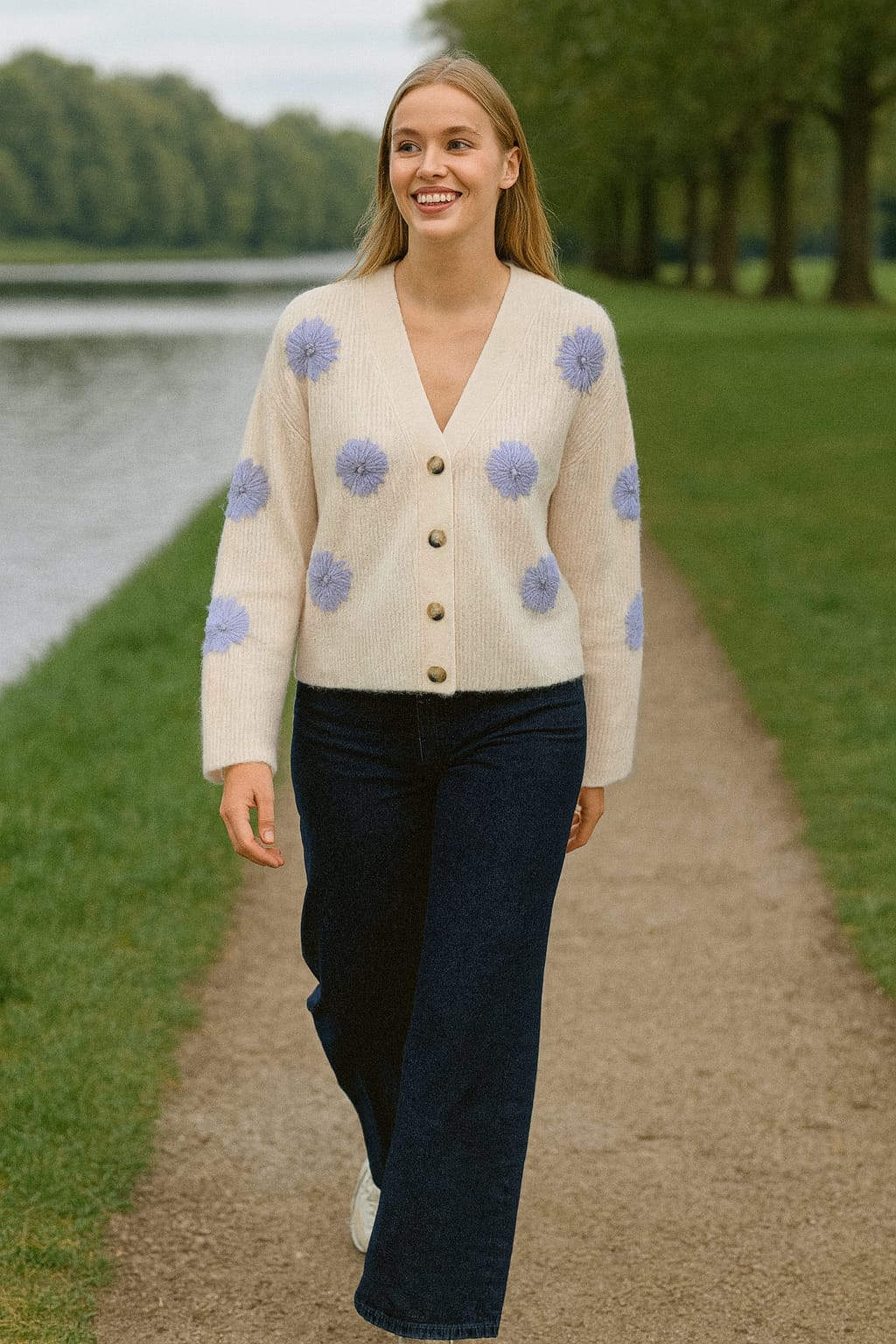 Strawberry 3d daisy knit Cardigan (4p.pack) - jqwholesale.com