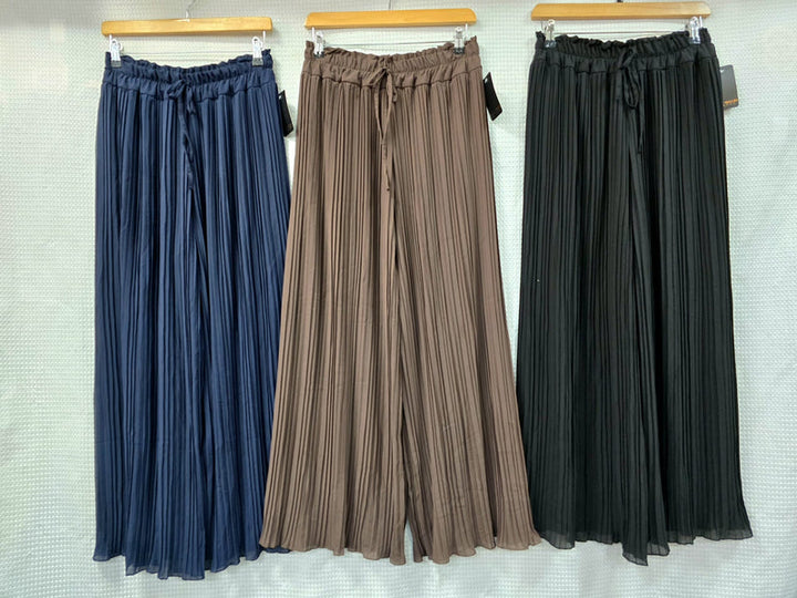 Premium Italian Plisse Wide Leg Palazzo Trousers (3P.PACK)