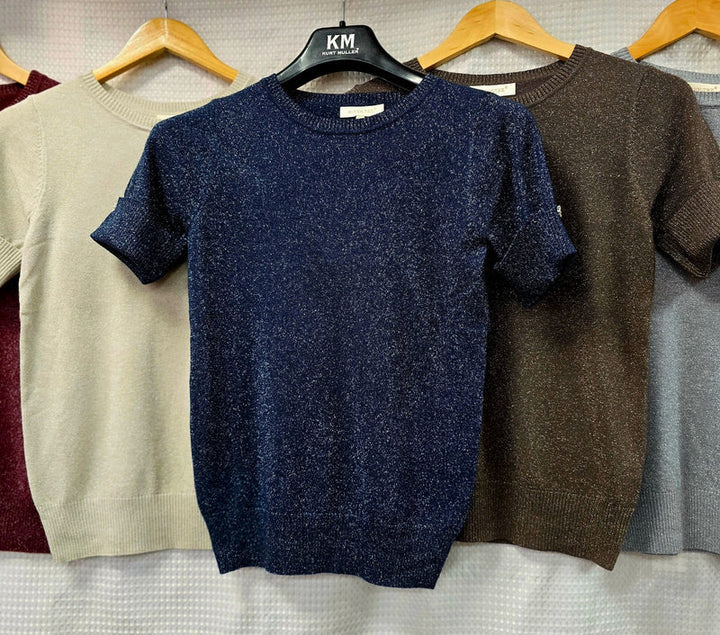 Crystal Lurex Cuff Knit Top - jqwholesale.com