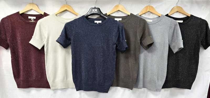 Crystal Lurex Cuff Knit Top - jqwholesale.com