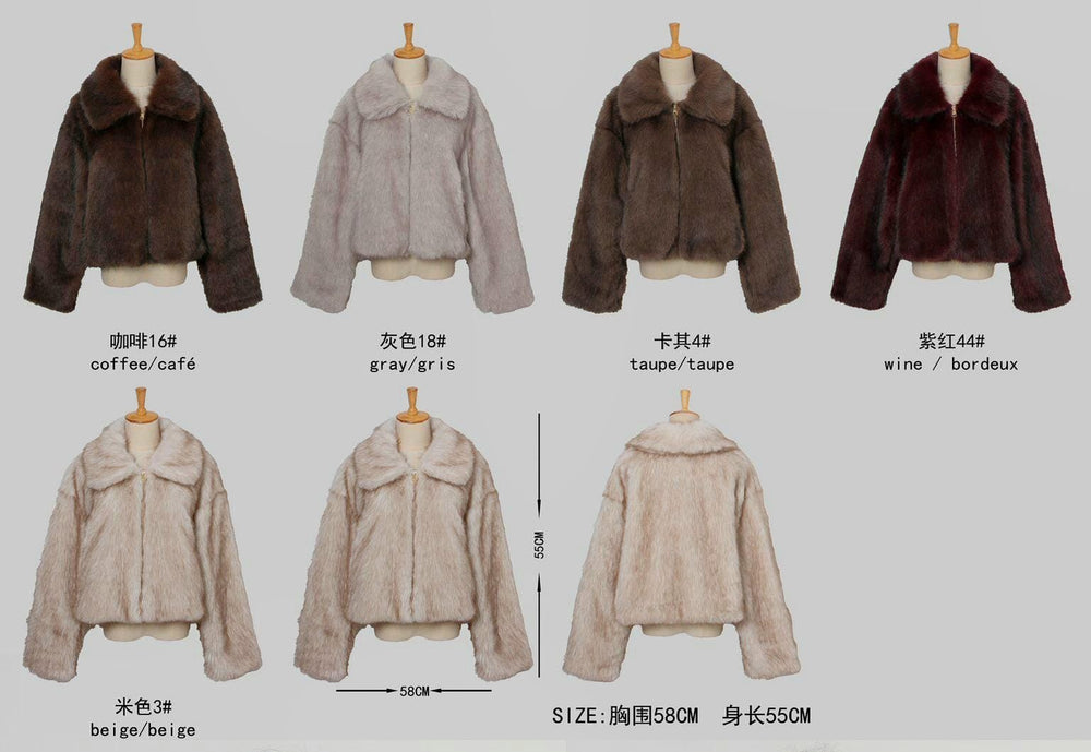 Luxury Faux Fur Gold Zip Coat - jqwholesale.com