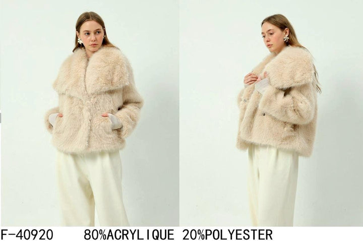 Big Collar Soft Touch Luxurious Faux Fur Coat (2P.PACK) - jqwholesale.com