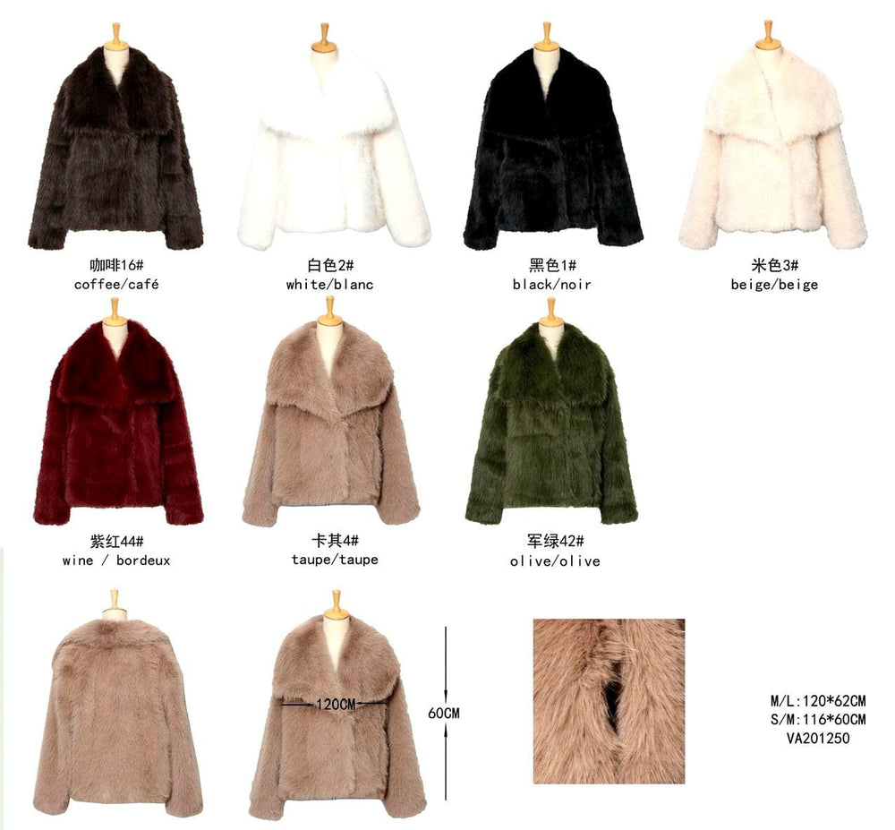 Big Collar Soft Touch Luxurious Faux Fur Coat (2P.PACK) - jqwholesale.com