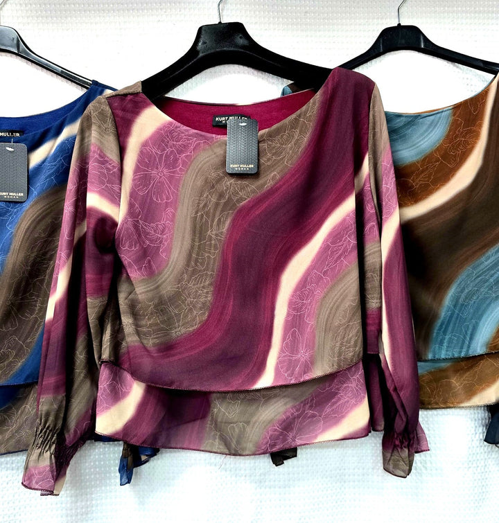 Marble Wave Layered Blouse - jqwholesale.com
