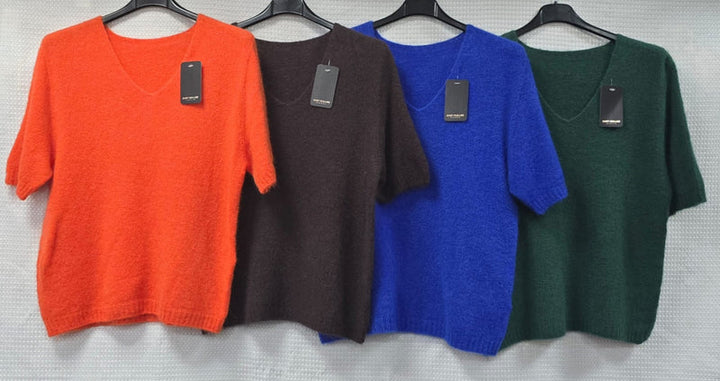 V Neck Angora Knit jumper - jqwholesale.com