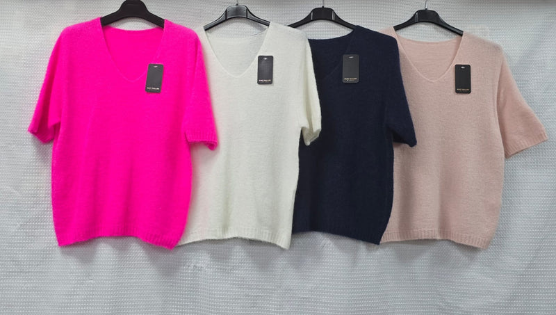 V Neck Angora Knit jumper - jqwholesale.com