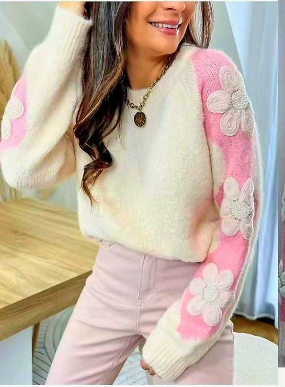 Daisy Crystal Pearl Embellished Knit (2p.pack) - jqwholesale.com