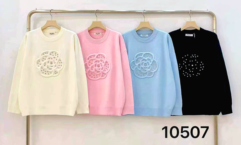 Crystal Floral Embellished Jumper (2p.pack) - jqwholesale.com