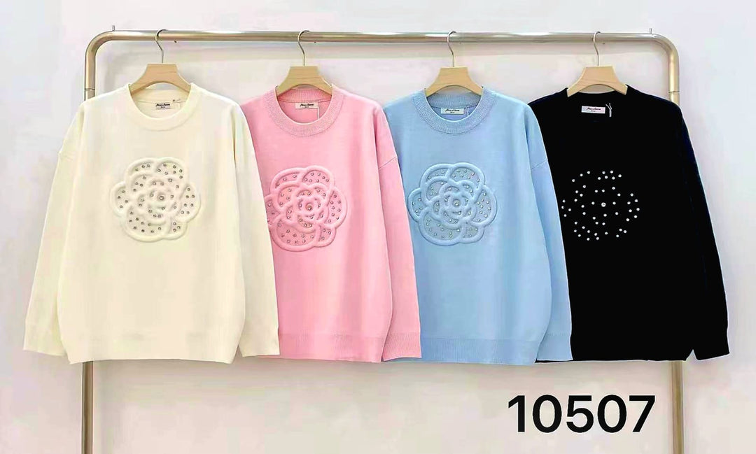 Crystal Floral Embellished Jumper (2p.pack) - jqwholesale.com