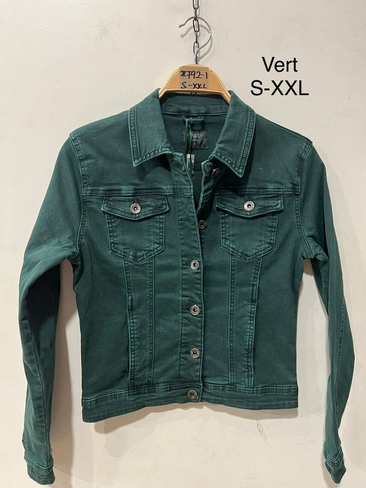 Voggo Forrest green Cotton Bi stretch Denim Jacket (5p.pack) - jqwholesale.com