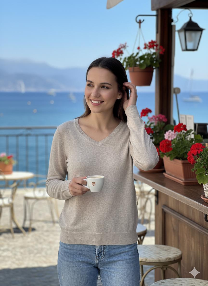 V Neck Long Sleeved Fine Knit (5p.pack) - jqwholesale.com