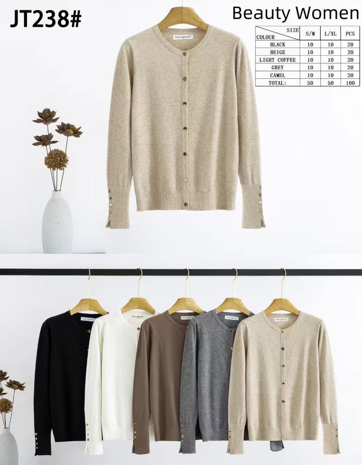 Zra Gold Stud Cardigan (2p.pack)