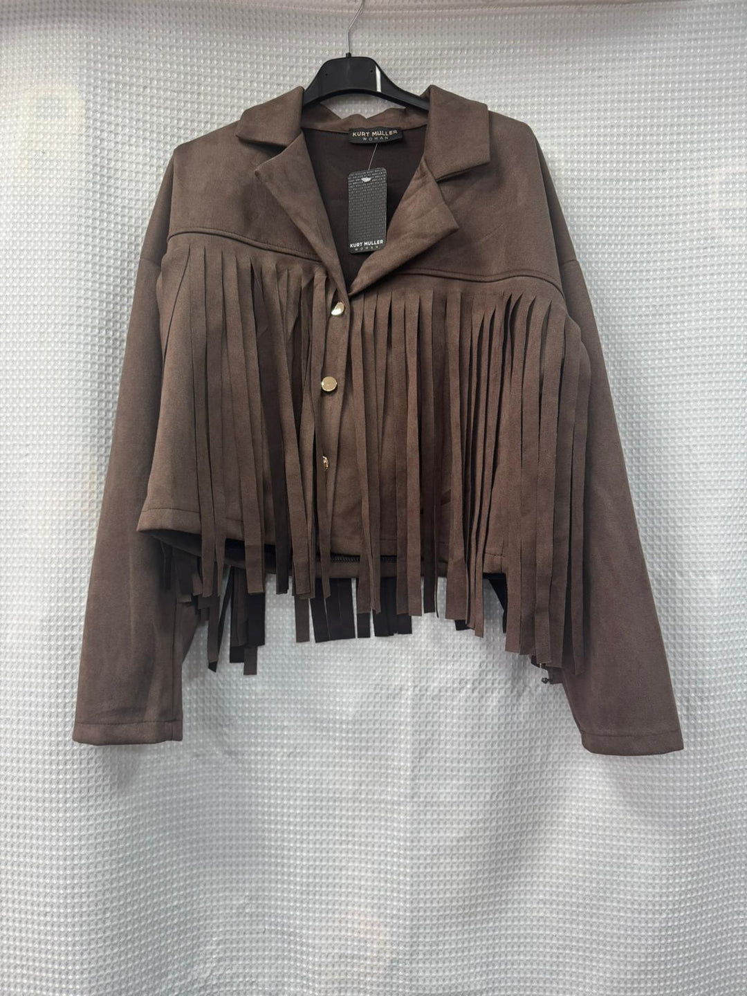 Tassled Suedette Button Jacket