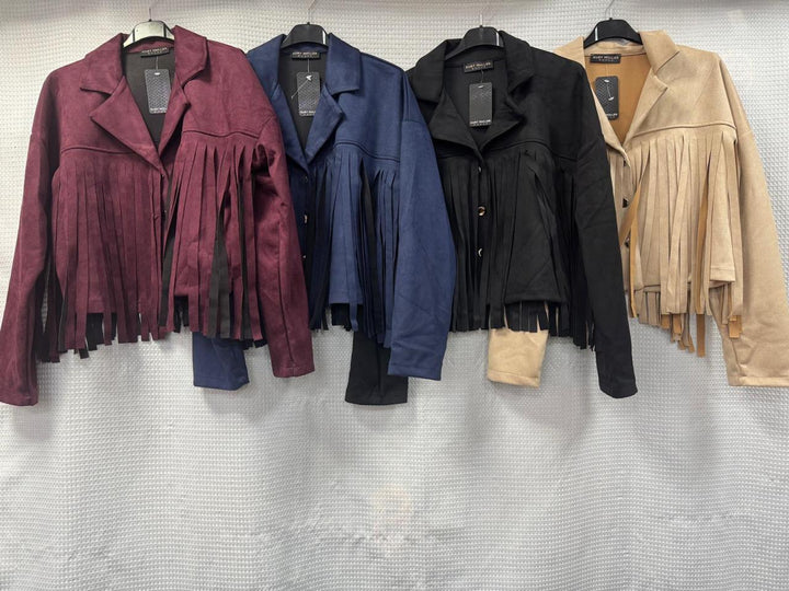 Tassled Suedette Button Jacket
