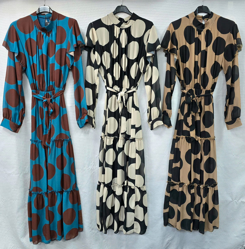 Priya Polka Dot Tier Maxi Dress - jqwholesale.com