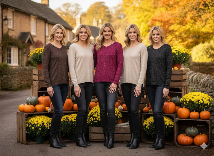 Lurex V Fine Knit Jumper (2p.pack)