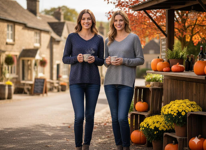 Lurex V Fine Knit Jumper (2p.pack)