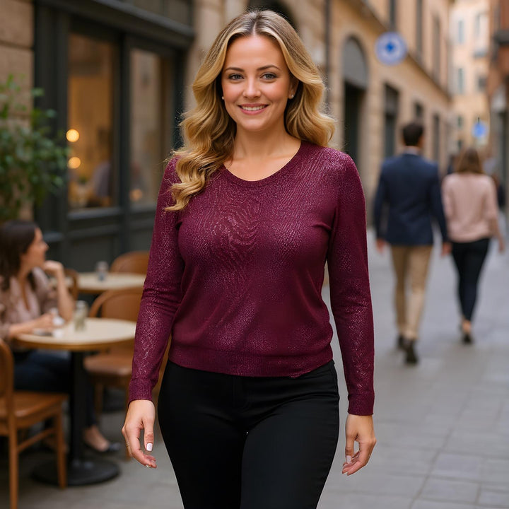Lurex V Fine Knit Jumper (2p.pack)