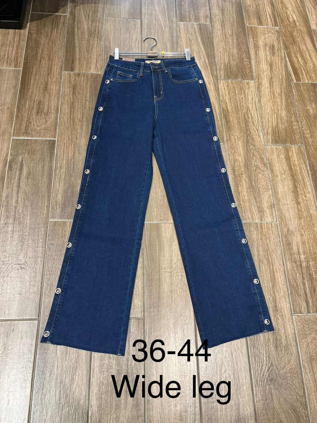 Silver Button Side Wide Leg Voggo Jeans (10p.pack)