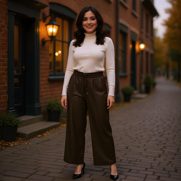 Wide Leg PU Leather Look Trousers (15p.pack)