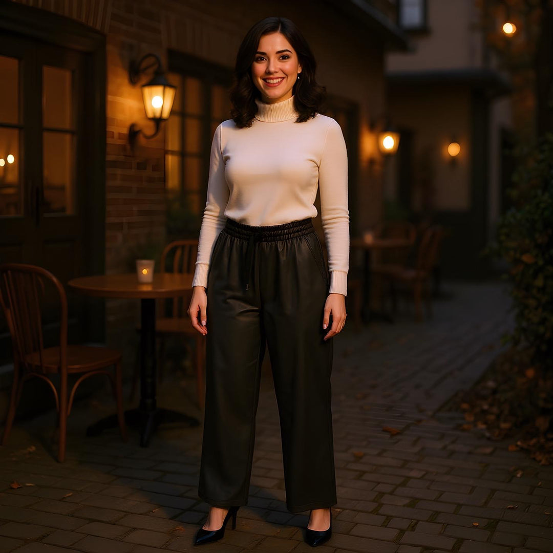Wide Leg PU Leather Look Trousers (15p.pack)