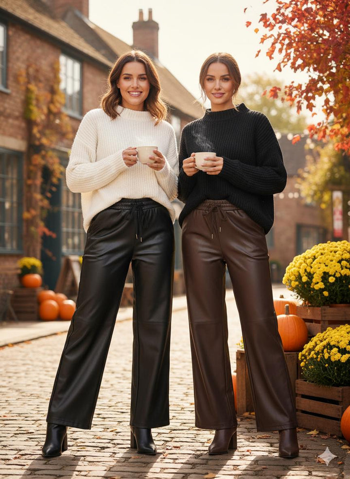 Wide Leg PU Leather Look Trousers (15p.pack)