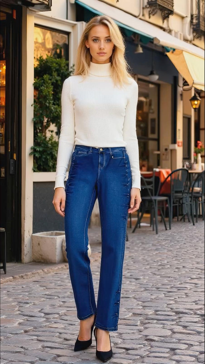 Vintage Side Stud Wide Leg Stretch Jeans (10p.pack)