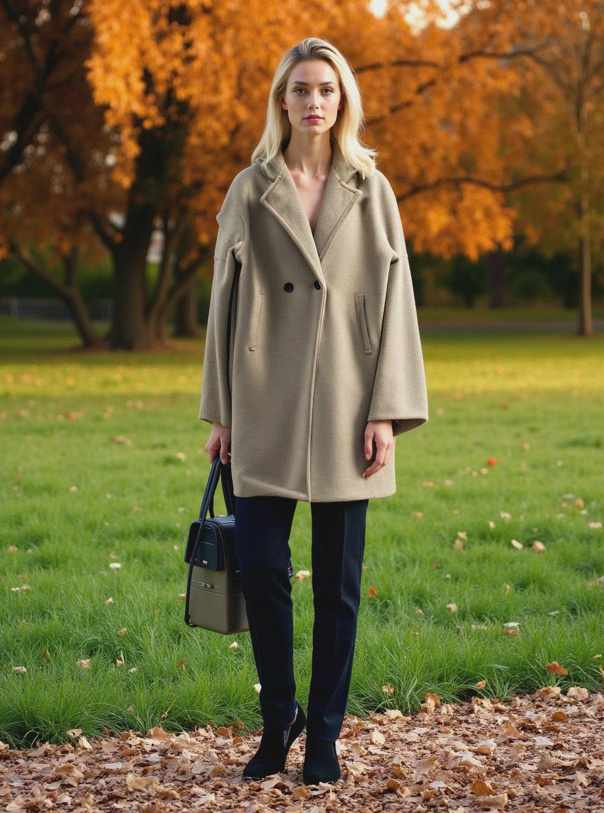 Soft Touch Lined Coat with Detachable Leopard Ruffle Brooch