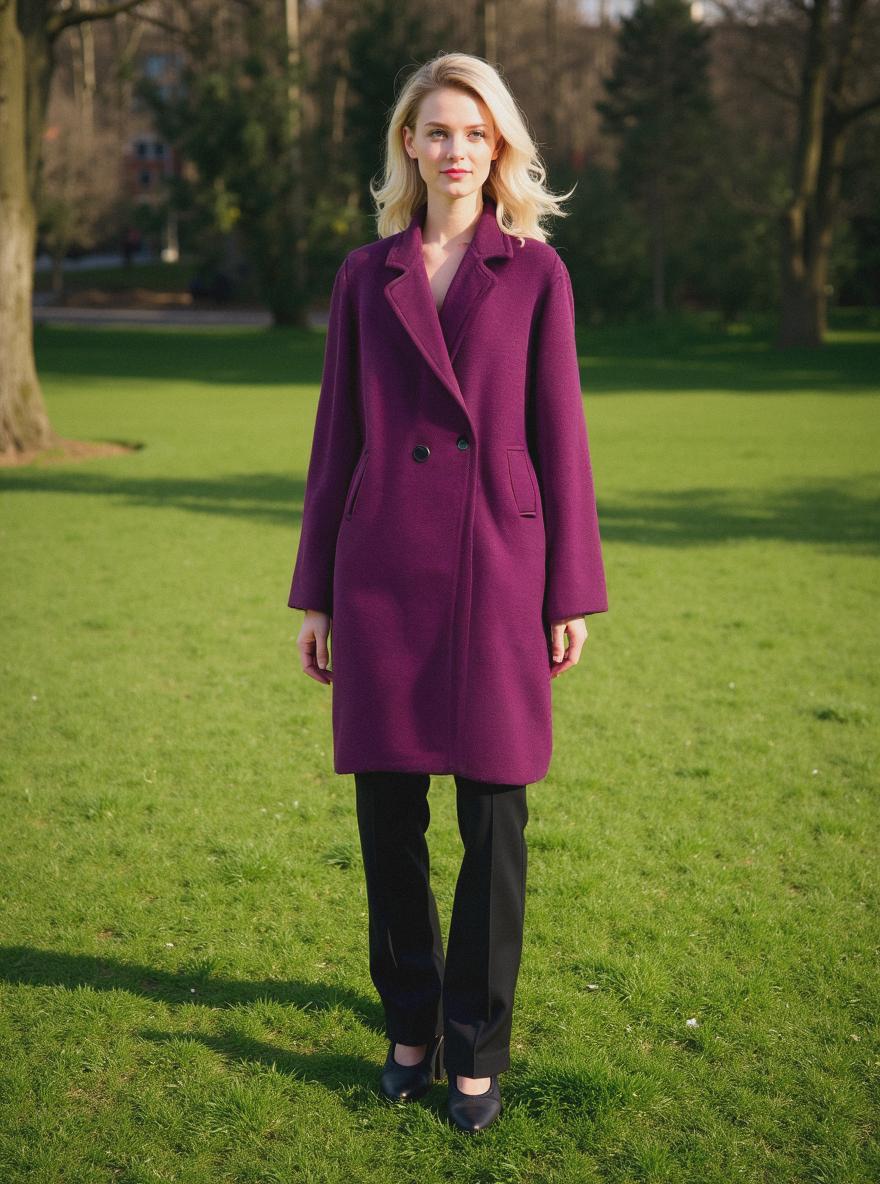 Soft Touch Lined Coat with Detachable Leopard Ruffle Brooch