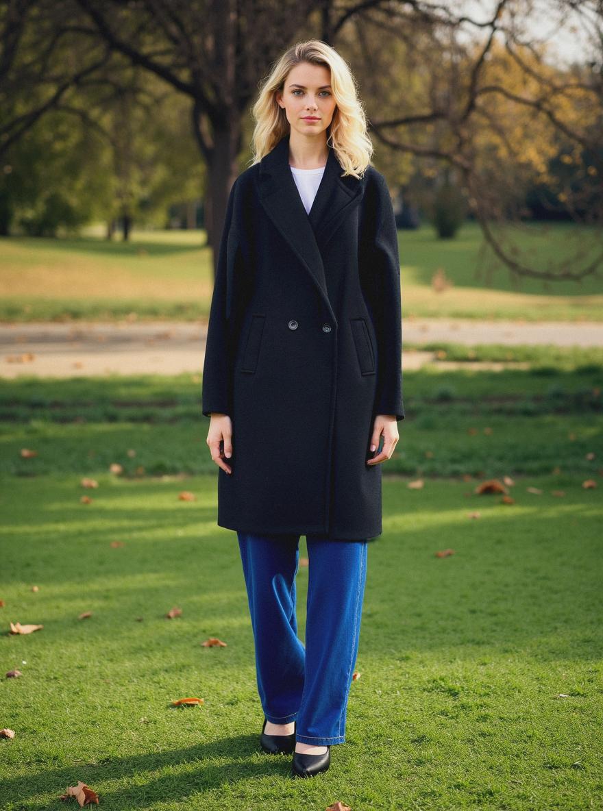 Soft Touch Lined Coat with Detachable Leopard Ruffle Brooch
