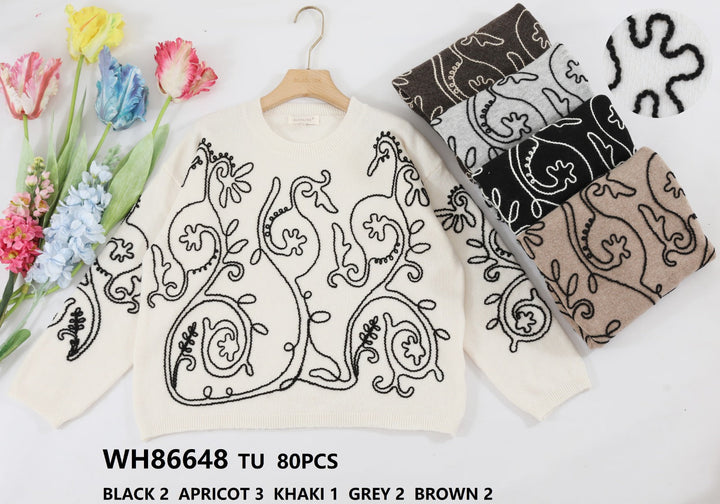 Contrast Stitch Embroidery Soft touch Knit Jumper