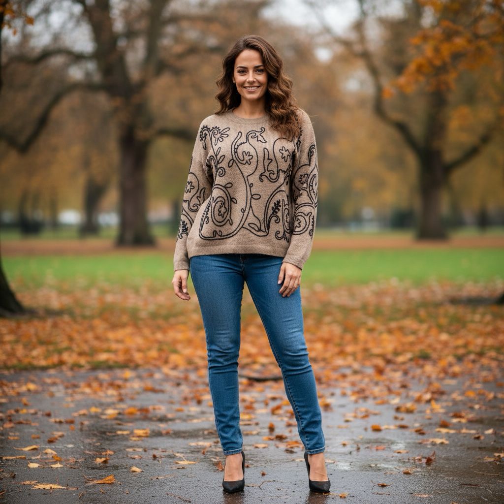 Contrast Stitch Embroidery Soft touch Knit Jumper