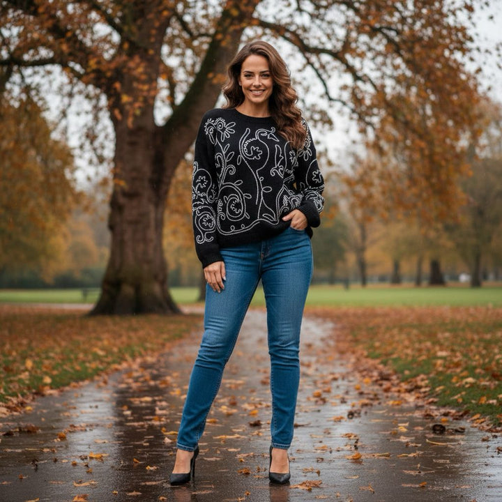 Contrast Stitch Embroidery Soft touch Knit Jumper