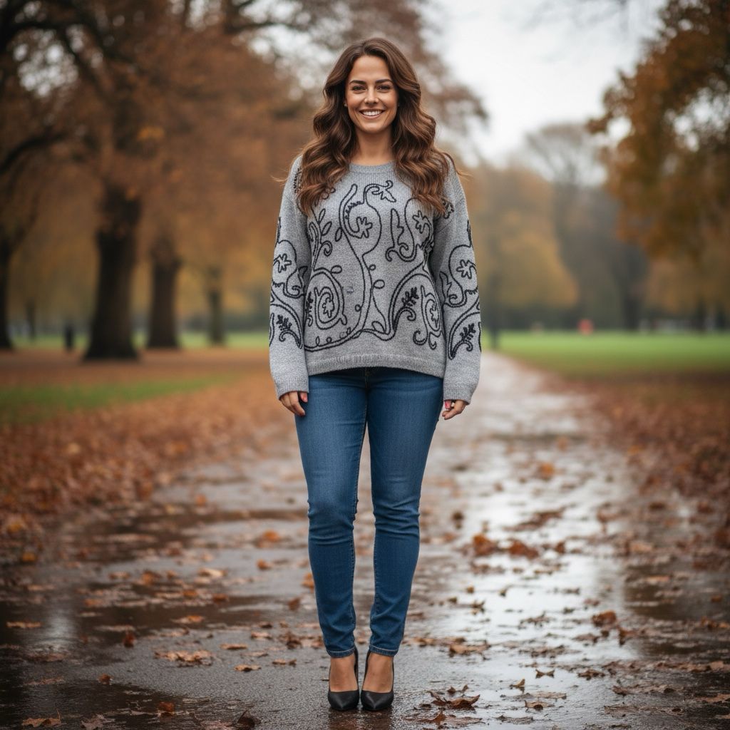 Contrast Stitch Embroidery Soft touch Knit Jumper