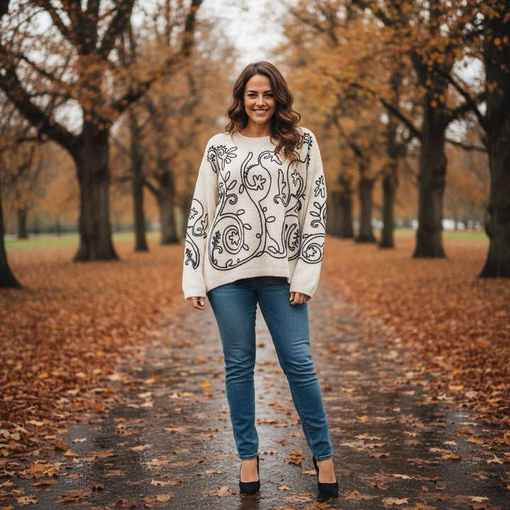 Contrast Stitch Embroidery Soft touch Knit Jumper