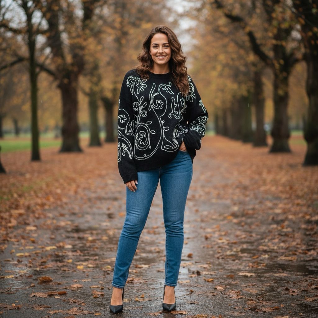 Contrast Stitch Embroidery Soft touch Knit Jumper