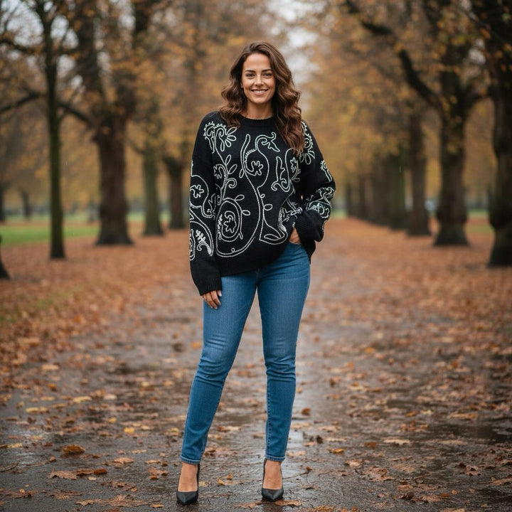 Contrast Stitch Embroidery Soft touch Knit Jumper
