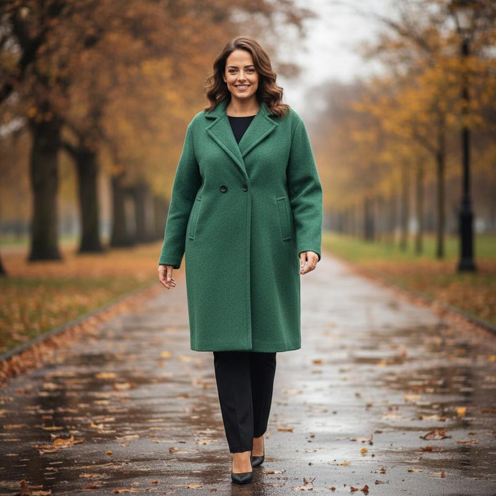 Soft Touch Lined Coat with Detachable Leopard Ruffle Brooch
