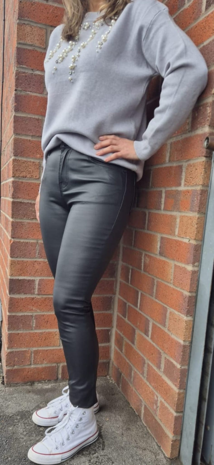 Vegan Leather Look Bi stretch Jeans (5p.pack)