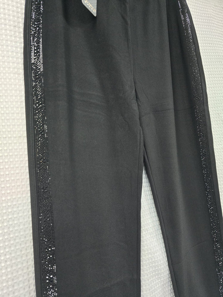 Side Sparkle Stretch Black Trousers (10p.pack) PRE ORDER - jqwholesale.com