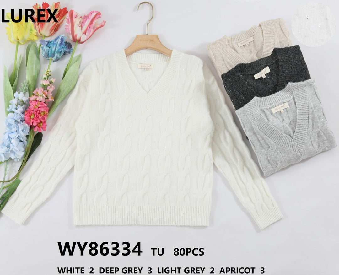 Sparkle ✨️ Cable Soft Wool blend V Knit (10p.pack)