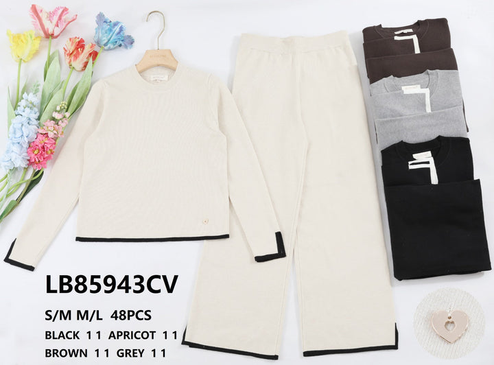 Contrast Trim Soft Touch Coord Set (2p.pack) - jqwholesale.com