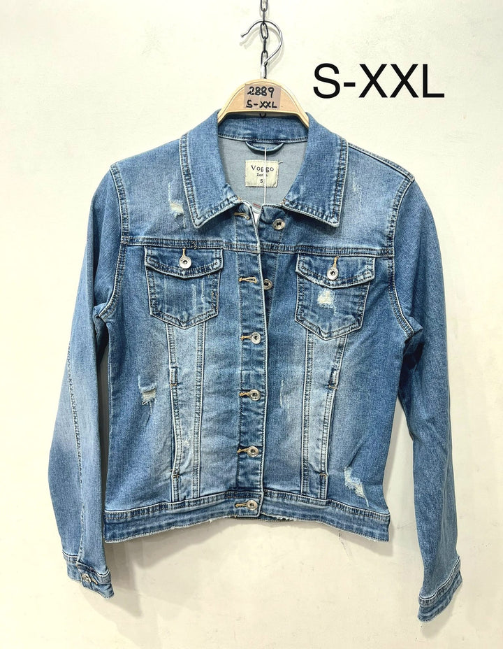 Vintage Wash Rip Stitch Stretch Denim Jacket (5P.Pack) - jqwholesale.com