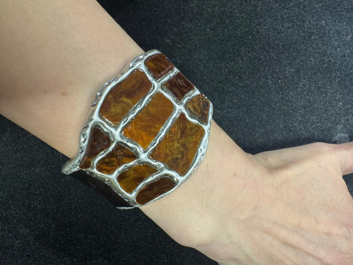 Chocolate Marble Metal Cuff bracelet