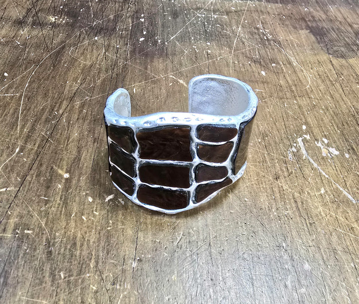 Chocolate Marble Metal Cuff bracelet