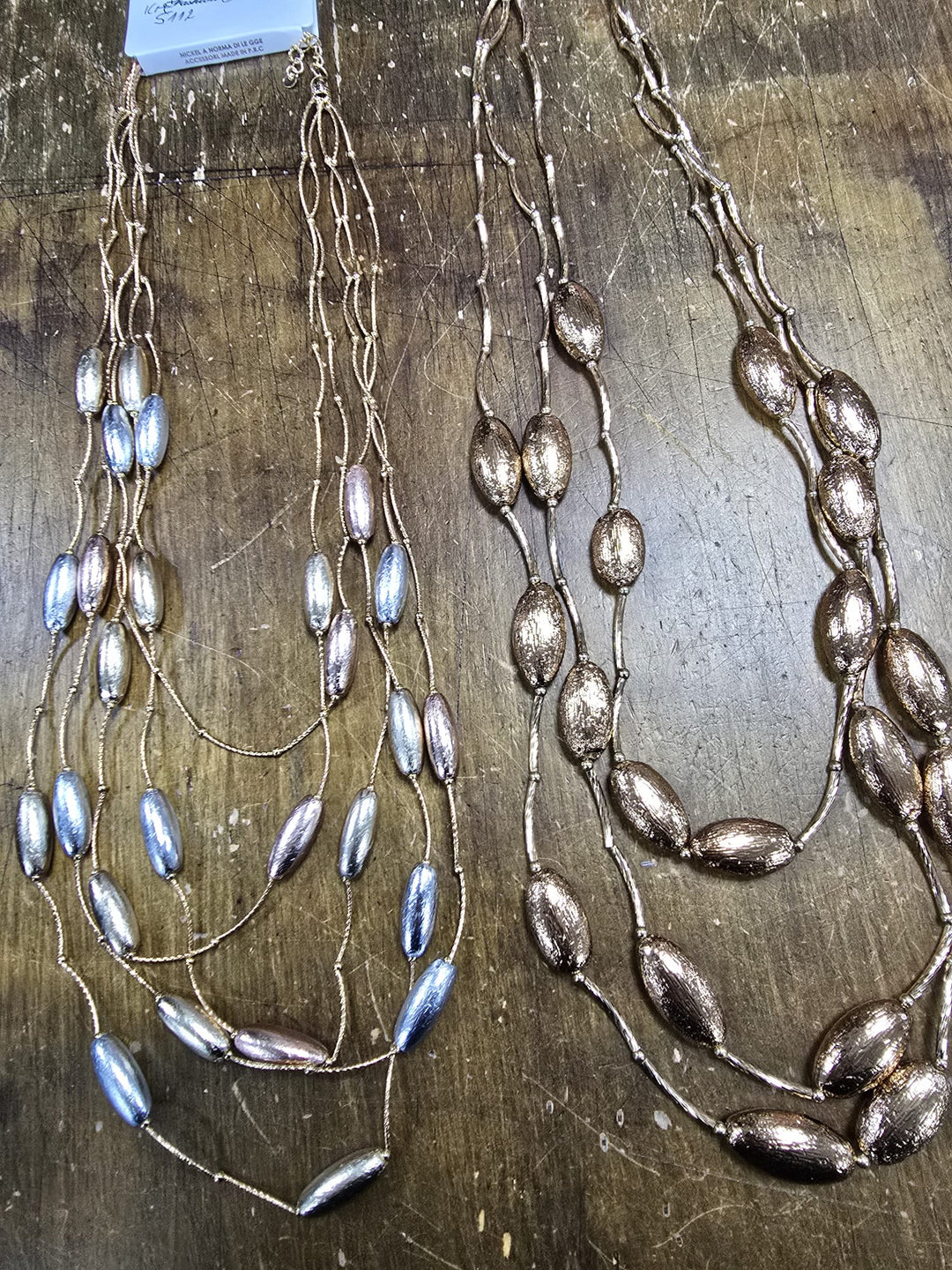 Metallic Bead Gold Layered Necklace