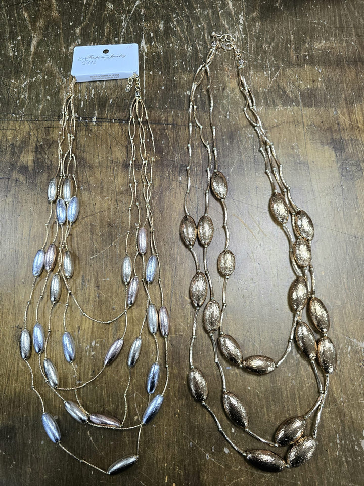 Metallic Bead Gold Layered Necklace