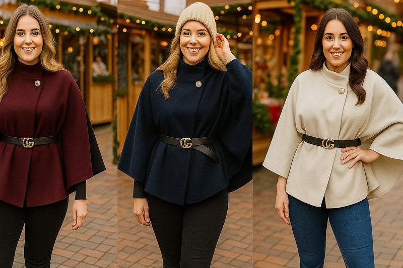 Gold Button Belted Cape